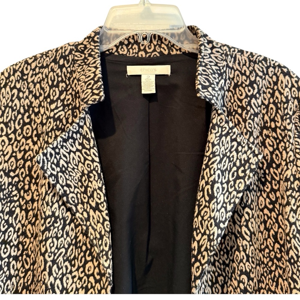 Chico's Copper and Black Animal Print Cropped Jacket Blazer Women’s Size 2‎ (12) - Picture 2 of 6